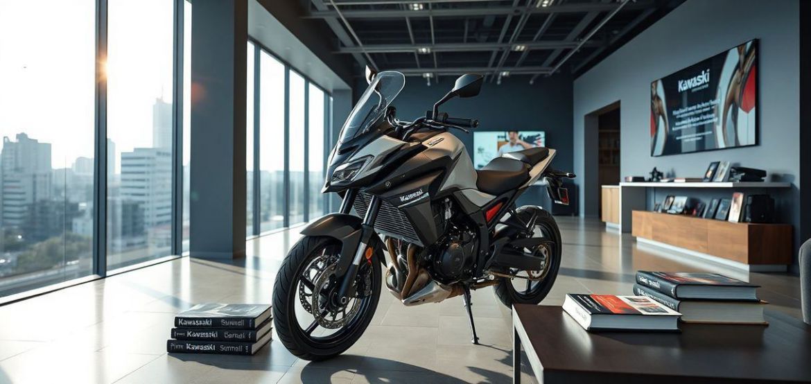 A red and black Kawasaki sports motorcycle being delivered in Nairobi, Kenya, sourced by Prime Cycle Services on request.