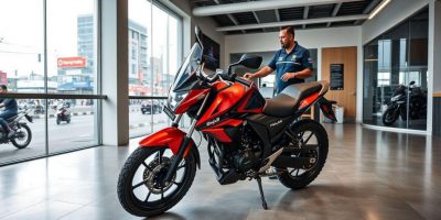 A lineup of new Bajaj Motorcycles, including Platina, Discover, and Pulsar models, displayed in the Prime Cycle Services show