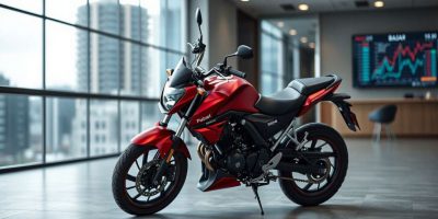 Sleek red Bajaj Pulsar 150 motorcycle on a city street in Nairobi, showcasing its dynamic design.