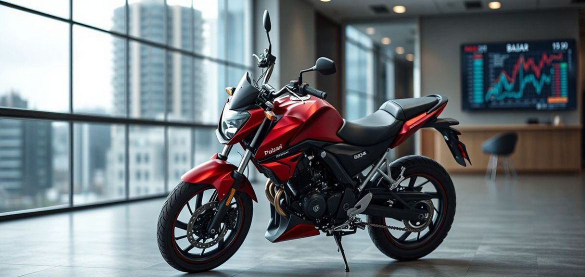Sleek red Bajaj Pulsar 150 motorcycle on a city street in Nairobi, showcasing its dynamic design.