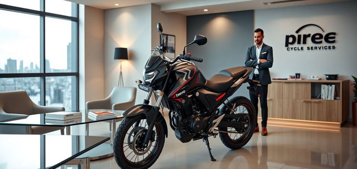 A red Hero HF Deluxe i3s motorcycle parked on a street in Nairobi, highlighting its sleek design and practical features for u