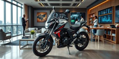 Red Hero Karizma ZMR motorcycle parked at Prime Cycle Services showroom in Nairobi