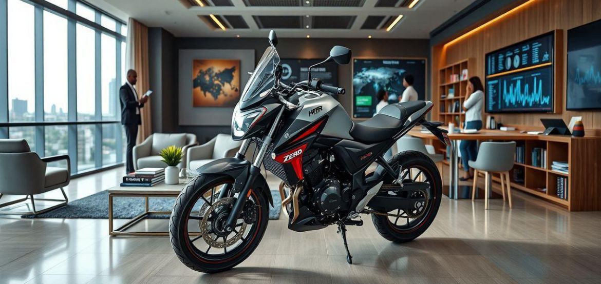 Red Hero Karizma ZMR motorcycle parked at Prime Cycle Services showroom in Nairobi