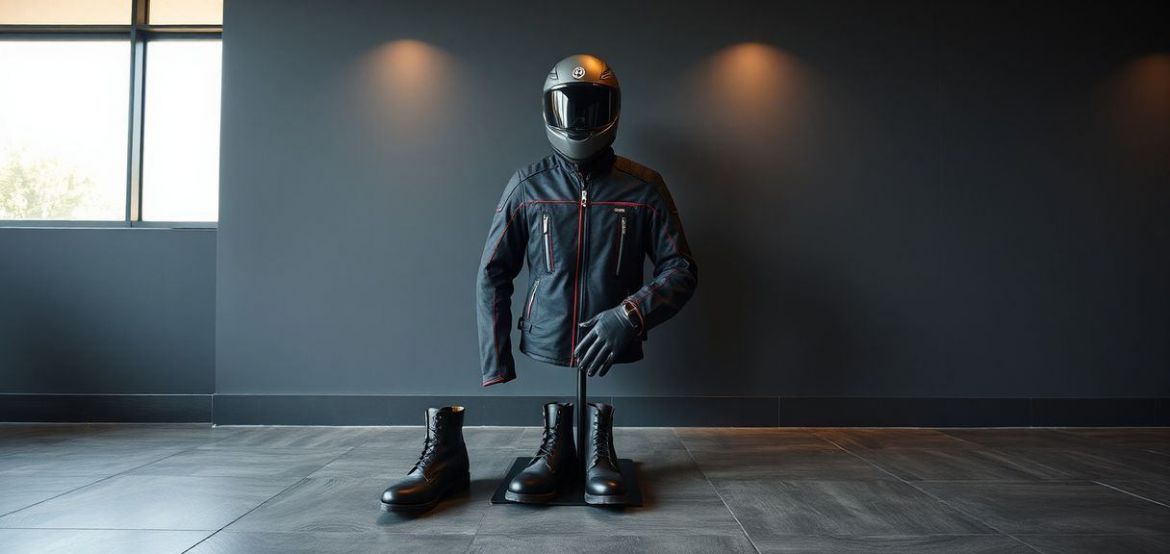 Premium motorcycle riding apparel including helmets, jackets, gloves, and boots in Kenya