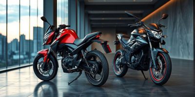 A sleek Bajaj Pulsar 220 F sports bike parked in Nairobi, representing the Sports Bikes (150cc - 220cc) category from Prime C