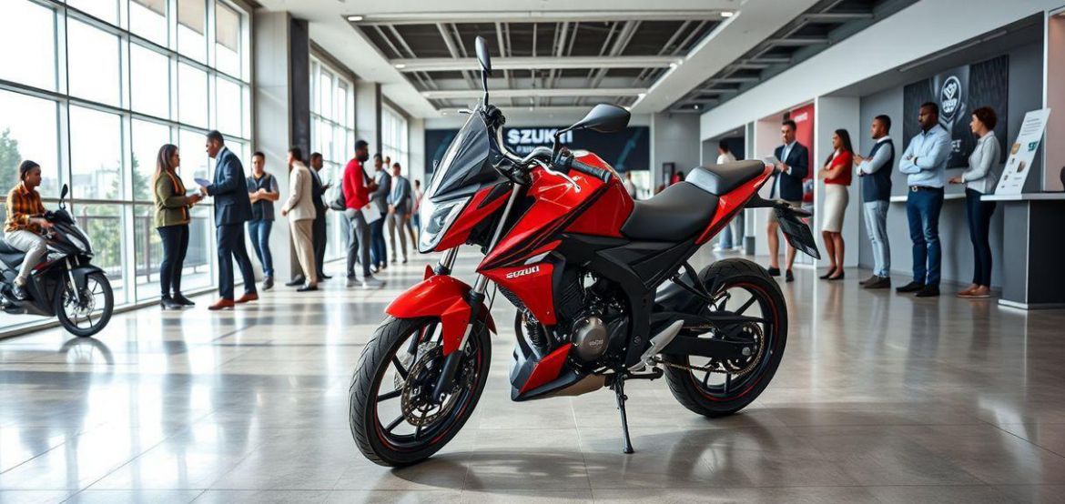 A lineup of new Suzuki Motorcycles including Gixxer, Hayate, and DR200SE models available at Prime Cycle Services in Nairobi,