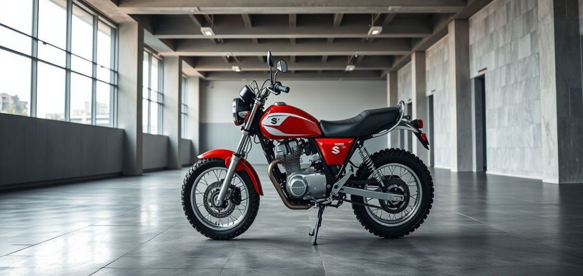 Rider on Suzuki TS185ER navigating a rugged trail in Kenya, highlighting its off-road capability.