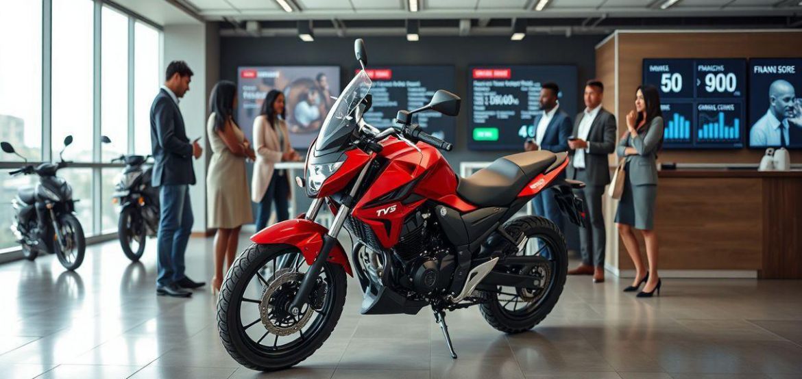 A red TVS Star HLX 100 motorcycle parked on a Kenyan road, highlighting its design and practicality for commuting.